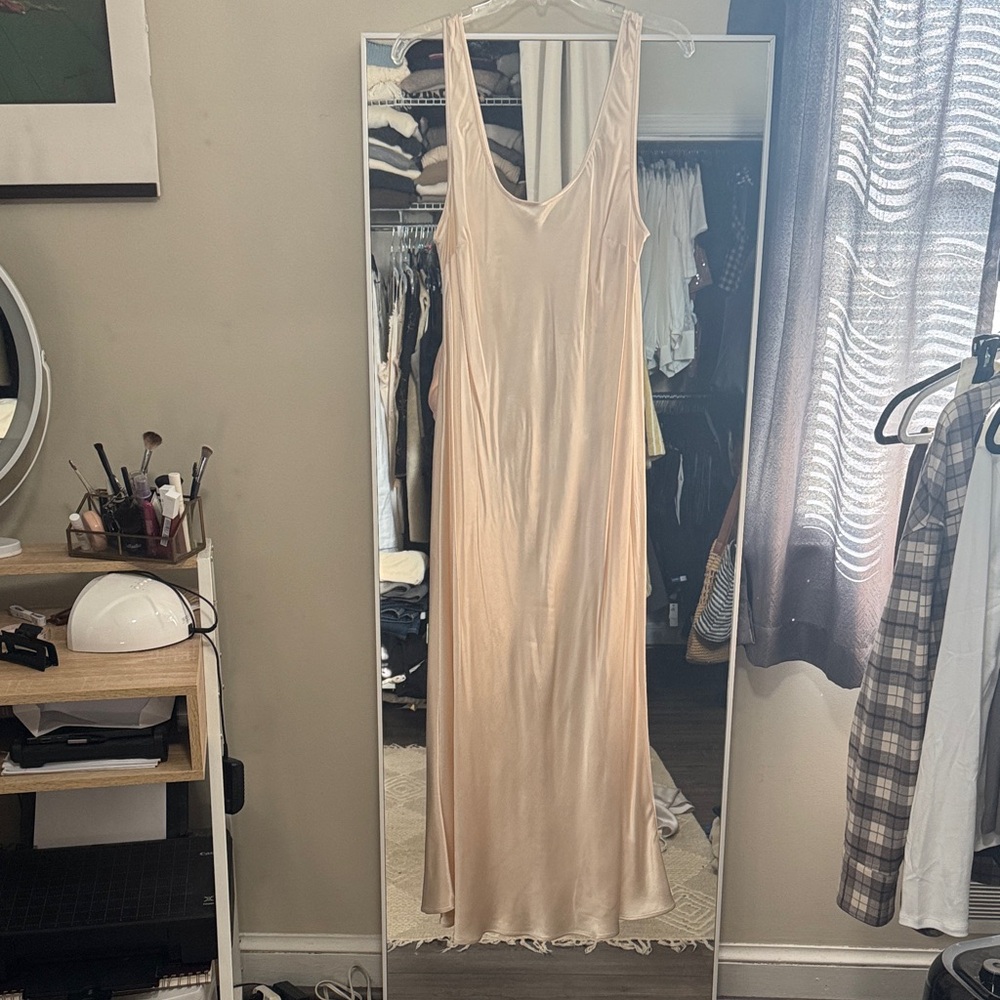 Rumored Satin Slip Dress in Soft Champagne